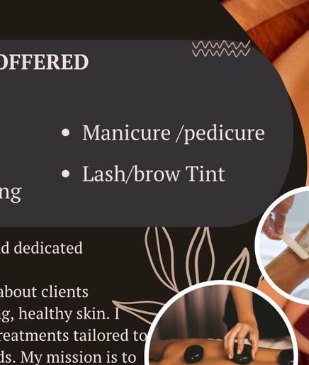 Service menu showcasing waxing, massage, and more at Serene S. Esthetics & Hair Lounge, Newport, Wales, GB.
