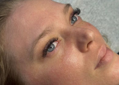 Close-up of eye with elegant lashes at BARE + BLINK LASH HAUS, Morayfield, Queensland, AU.