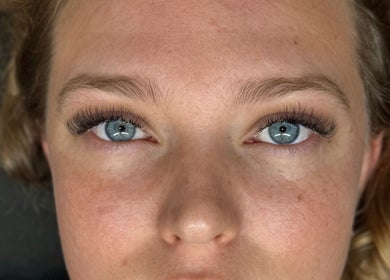 Close-up of extended lashes at BARE + BLINK LASH HAUS, Morayfield, Queensland, AU.