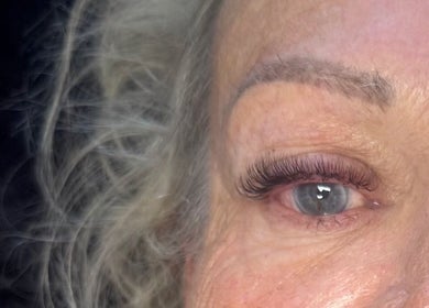 Close-up of enhanced lashes at BARE + BLINK LASH HAUS, Morayfield, Queensland, AU.