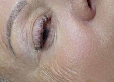 Close-up of enhanced lashes at BARE + BLINK LASH HAUS, Morayfield, Queensland, AU.