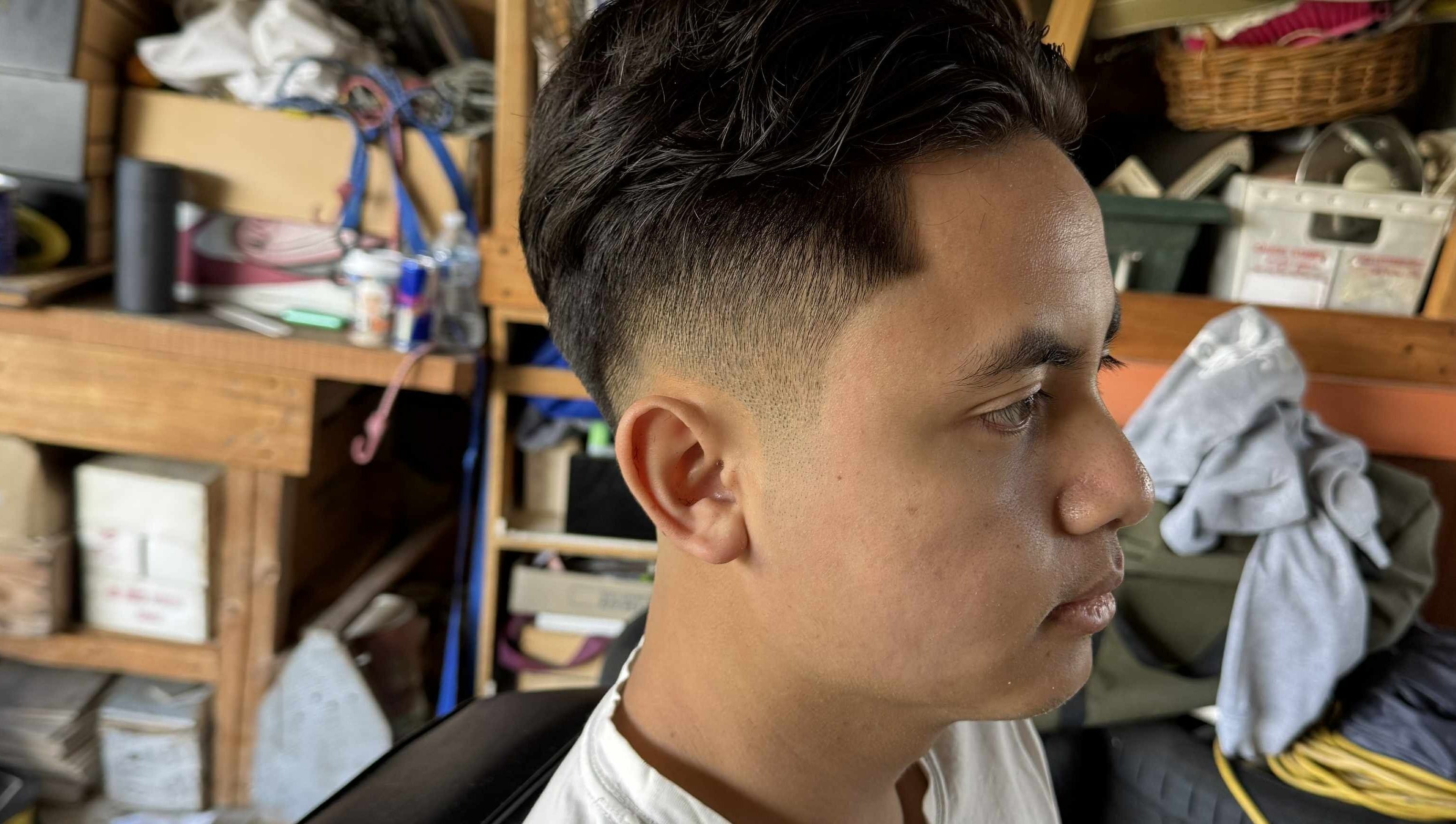 Close-up of a stylish fade haircut at District Fade in Macgregor, Australian Capital Territory, AU.