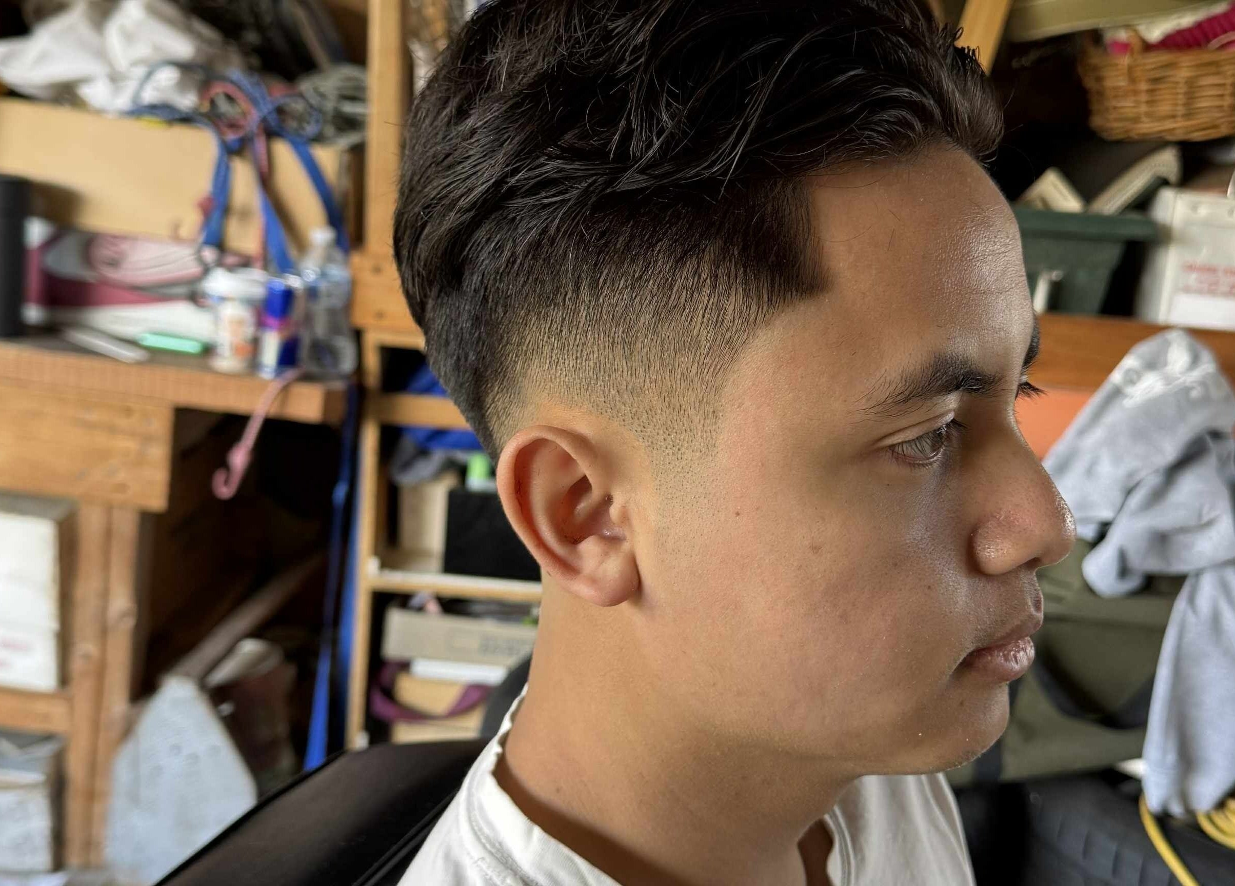 Close-up of a stylish fade haircut at District Fade in Macgregor, Australian Capital Territory, AU.