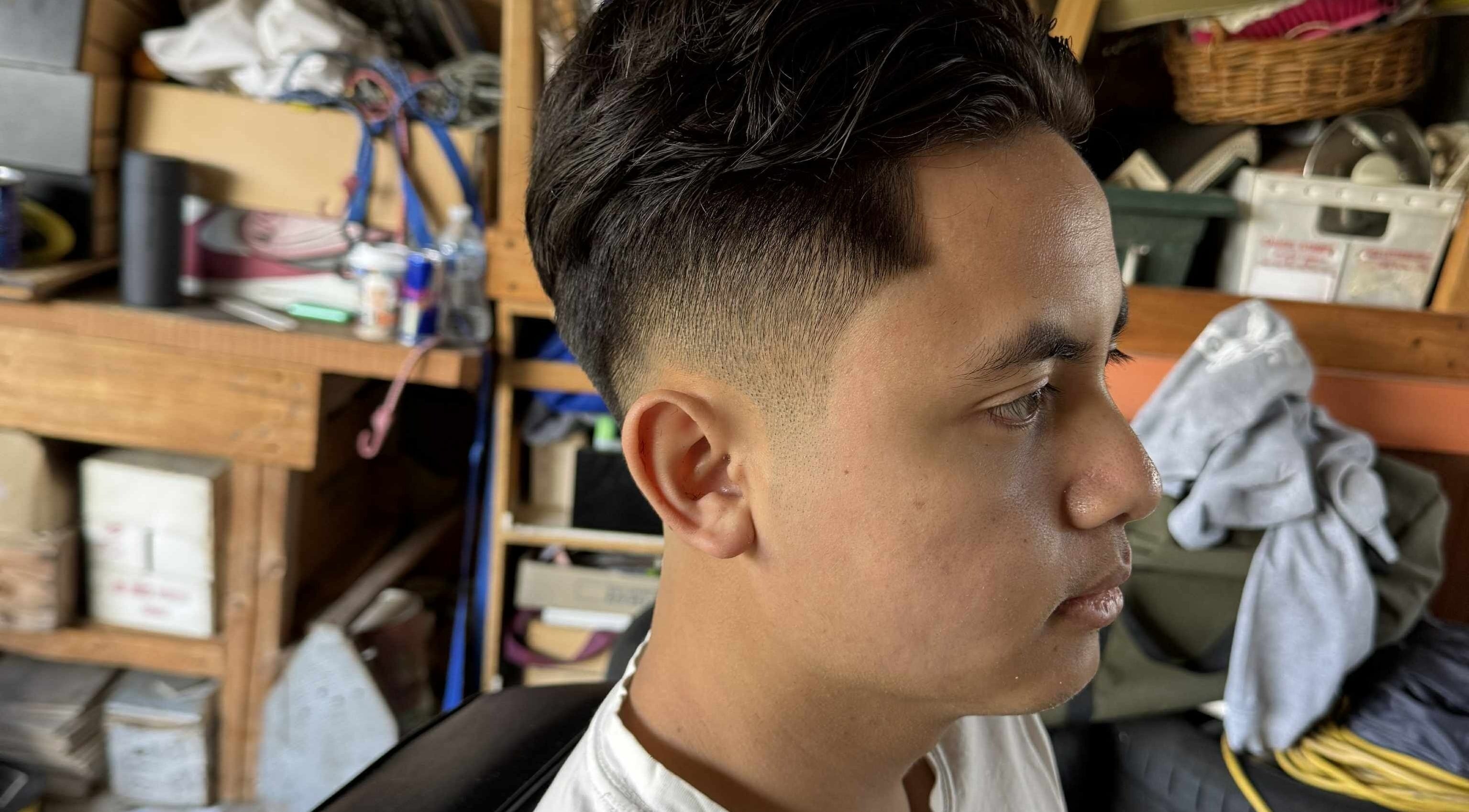 Close-up of a stylish fade haircut at District Fade in Macgregor, Australian Capital Territory, AU.