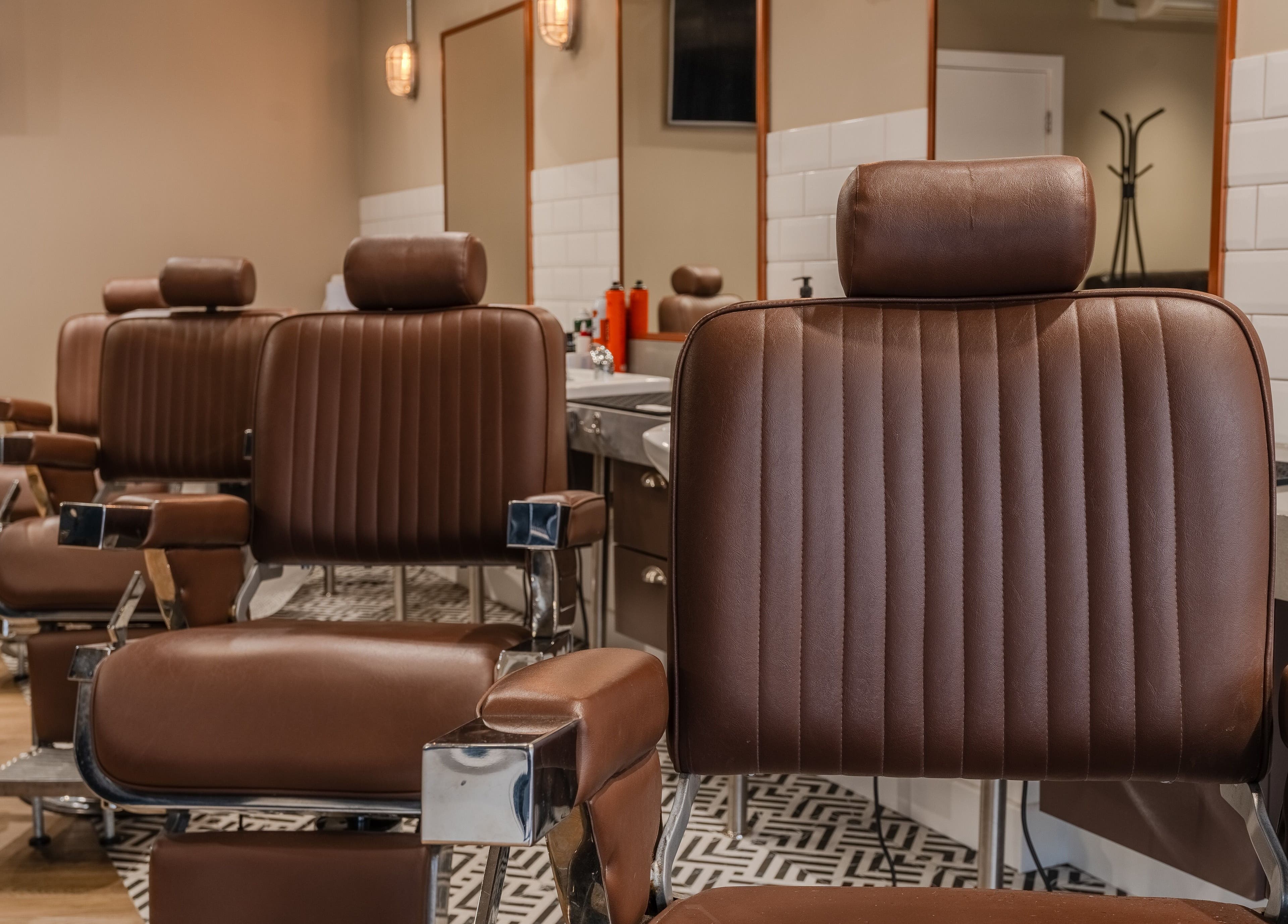 Sammies Studio - Banstead features vintage-style brown salon chairs at Banstead, England, GB.