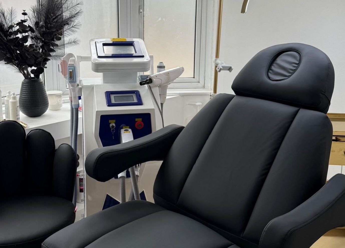 Luxurious spa chair and equipment at Enhanced by Georgia, Tiptree, England, GB, offering a tranquil atmosphere.