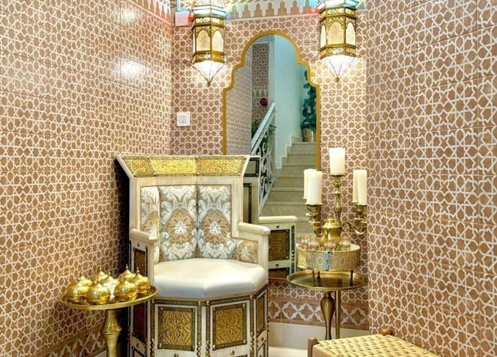 Luxurious Moorish seating area at Lamsat Magribyah Beauty Center, Doha, Al Rayyan Municipality, QA.