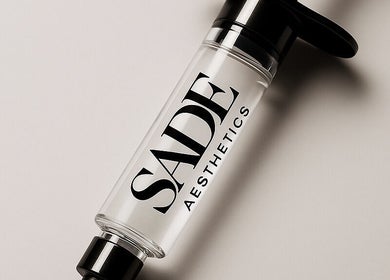 SADE Aesthetics Berkshire product bottle, sleek design, in Reading, England, GB.