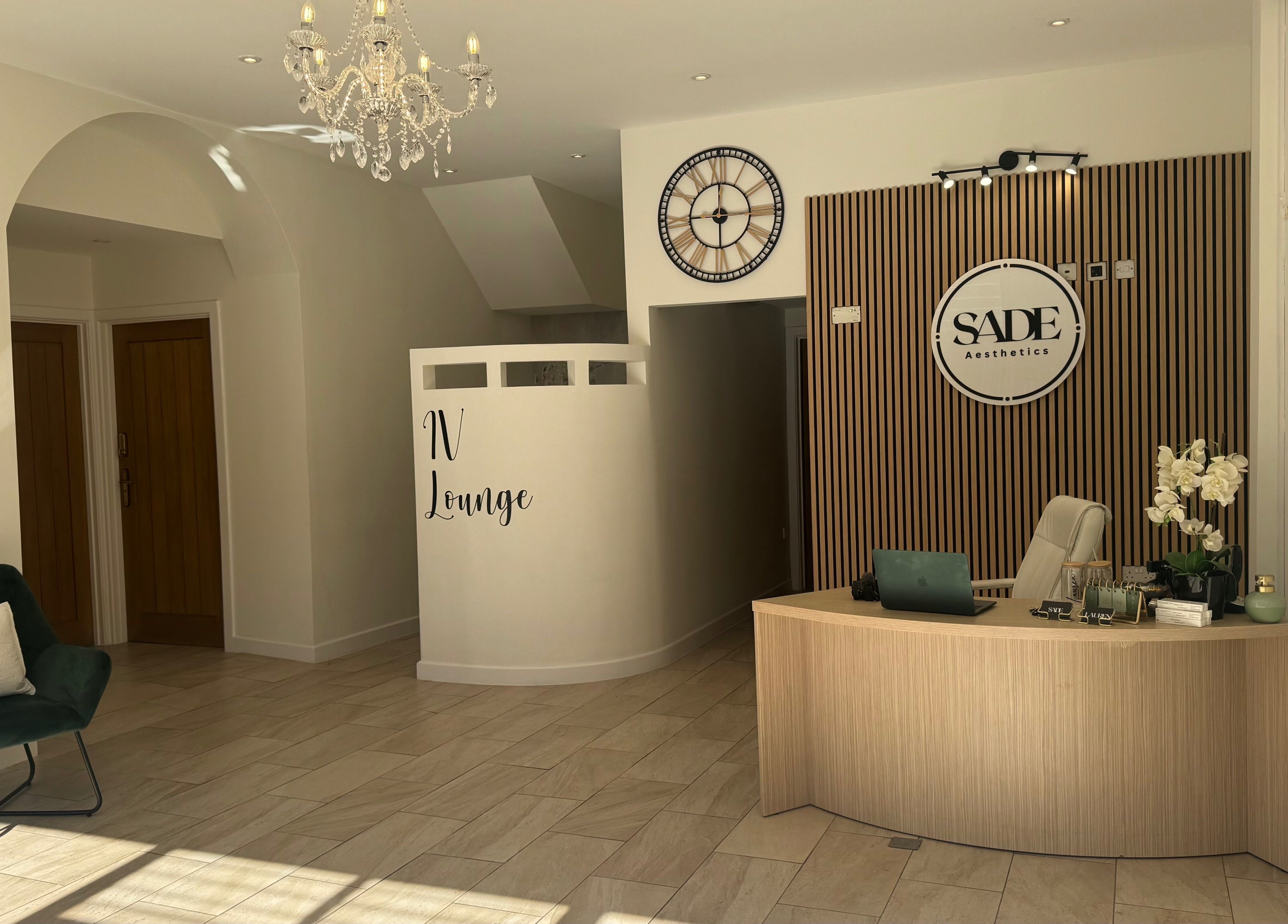 Elegant reception at SADE Aesthetics Berkshire located in Reading, England, GB, showcasing modern decor.