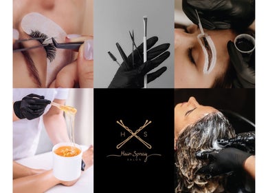 Beauty treatments at Hair Spray Home Service, Jeddah, Riyadh Province, showcasing lash, brow, and hair care.