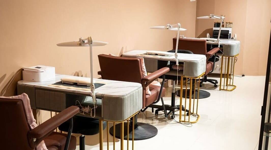 Elegant nail spa setup at Markaz Al Funoon, Riyadh, Riyadh Province, SA featuring modern manicure stations.