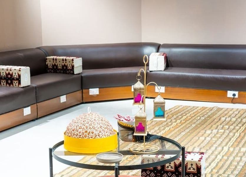 Luxurious seating area at Markaz Al Funoon, Riyadh, Riyadh Province, SA with cultural decor accents.