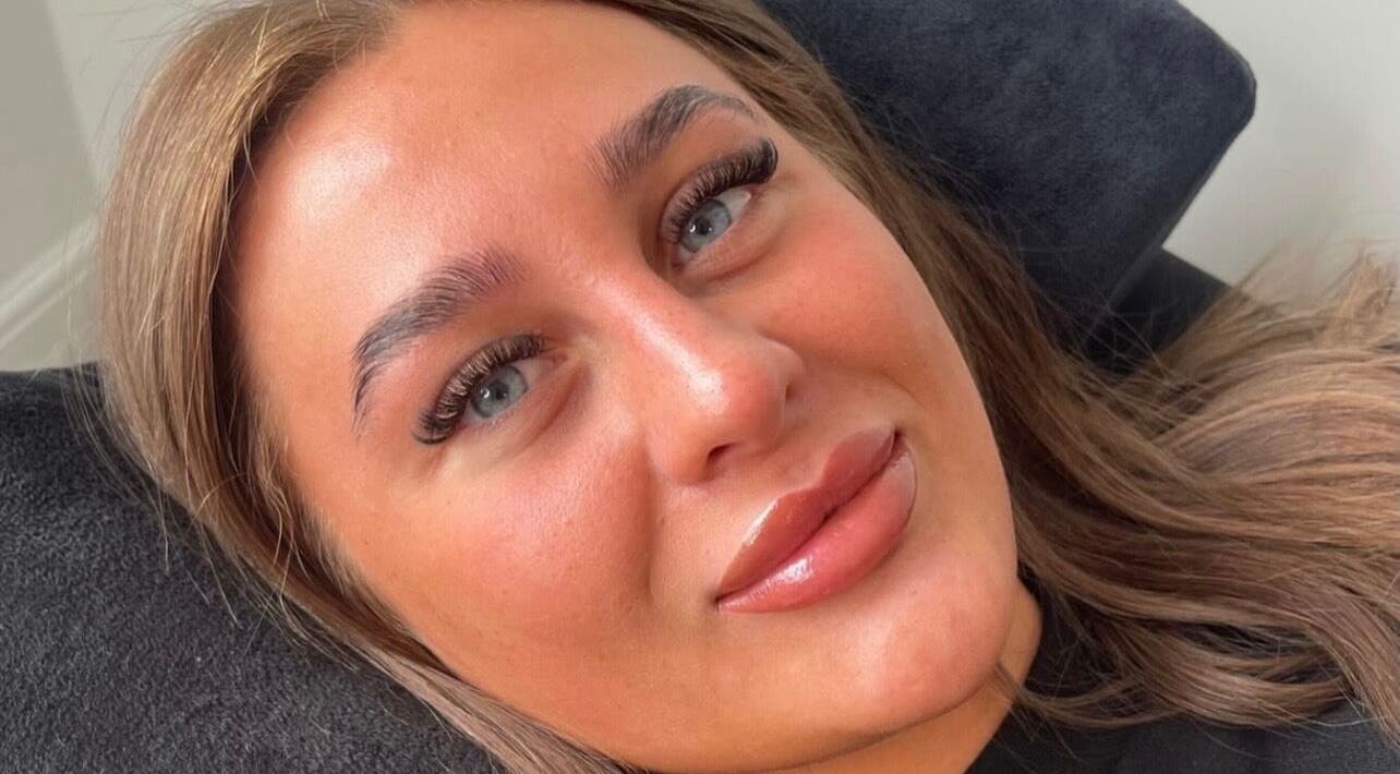 Close-up of woman with flawless makeup at Taylormadecosmeticsuk, Huddersfield, England, GB.