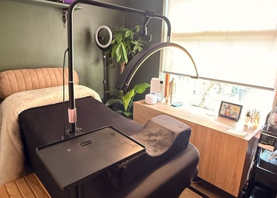 Cozy beauty room at The Enchanted Wink, Cape Town, Western Cape, ZA, featuring a comfortable lash bed and soothing decor.