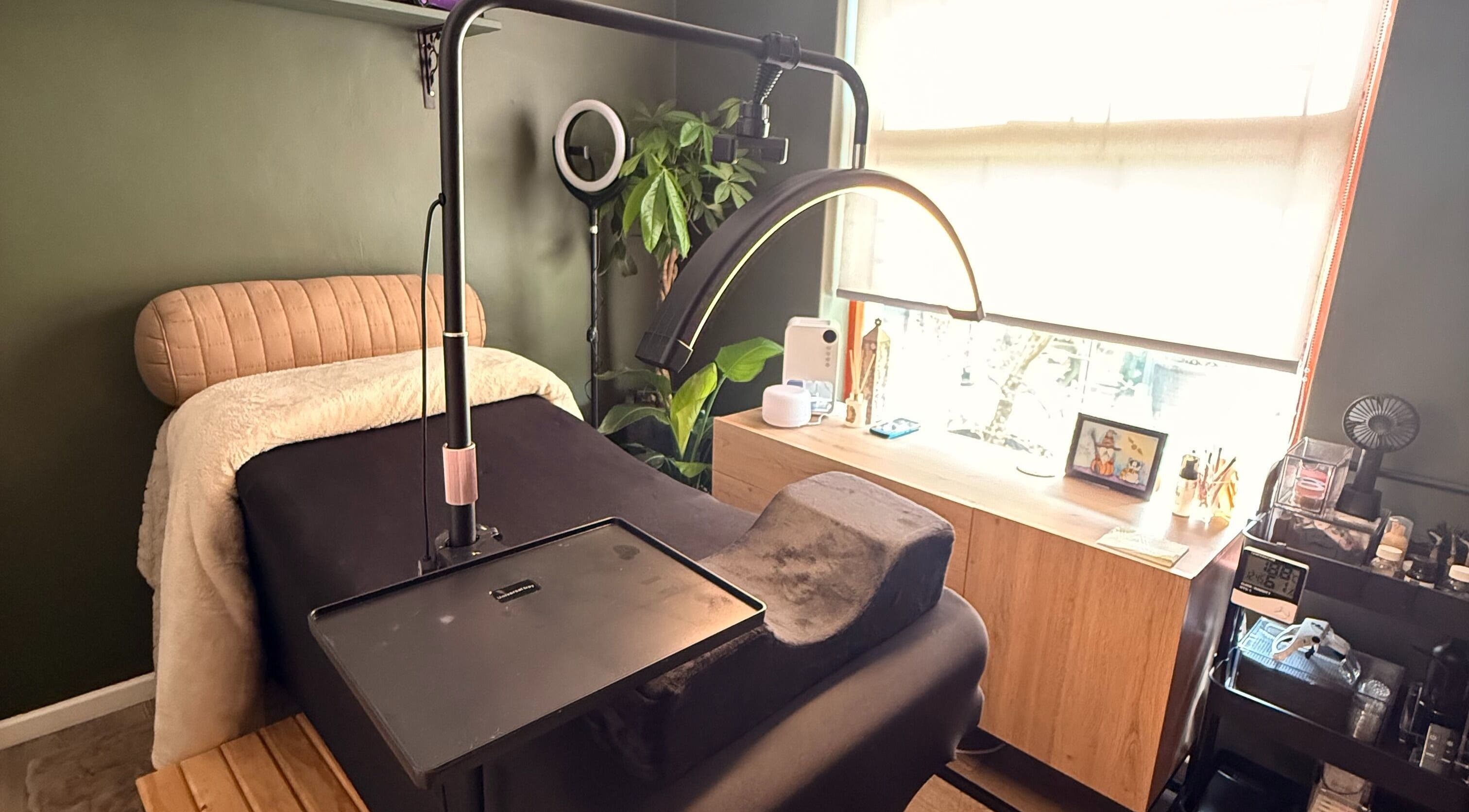 Cozy beauty room at The Enchanted Wink, Cape Town, Western Cape, ZA, featuring a comfortable lash bed and soothing decor.