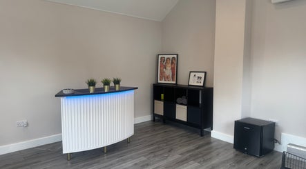 The Beauty Collective's modern reception area with sleek decor in Ferryhill, England, GB.