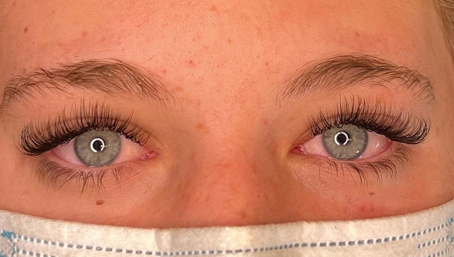Close-up of eye with stunning lash extensions at Jessie Mariee Lashes, Lower Hutt, Wellington Region, NZ.