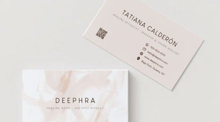 Deephra business card showcasing healing rituals, located in New York, New York, US.