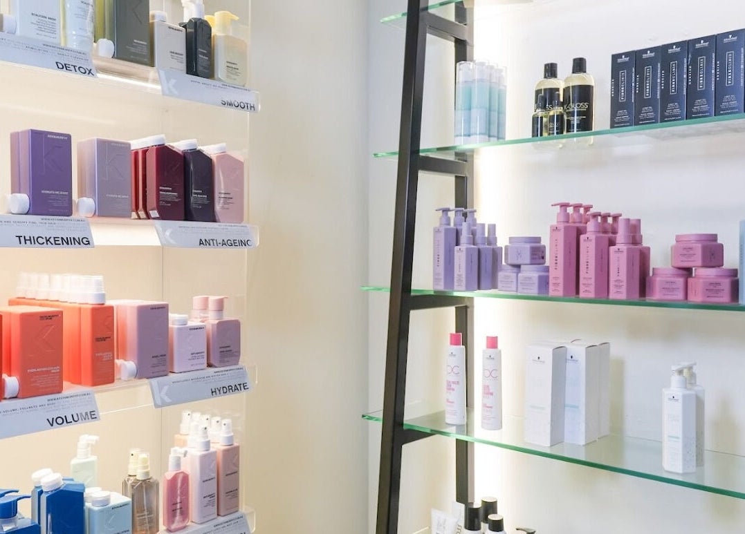 Vibrant haircare products displayed at Perfect Style Salon, Singapore, Singapore, SG.