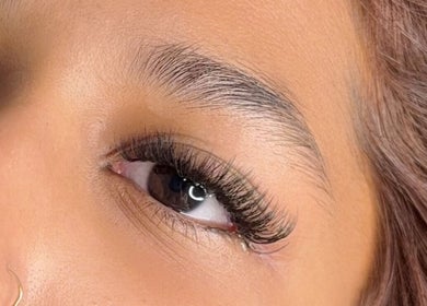 Close-up of styled eyelash extensions at BLINKY Lash & Brow, Wolli Creek, New South Wales, AU.