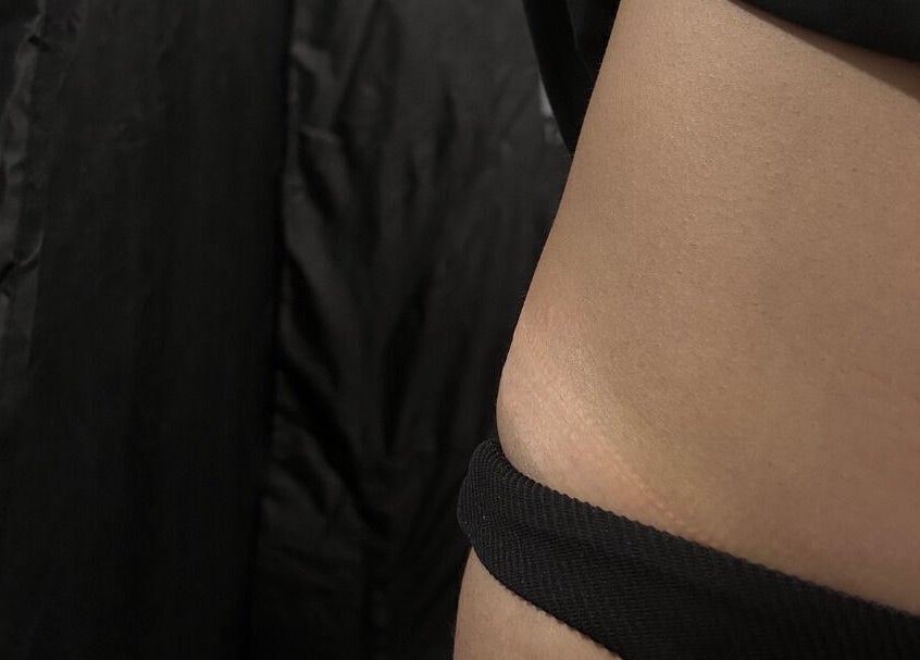 Close-up of skin and fabric at Brat Studio, Tahmoor, New South Wales, AU.