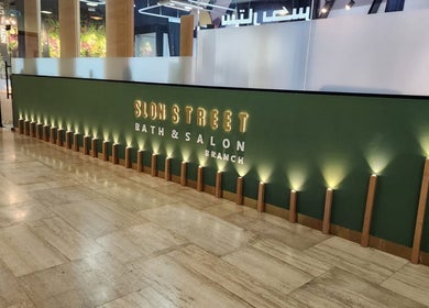 Elegant Slon Street interior with modern design lighting in Abu Dhabi, AE.