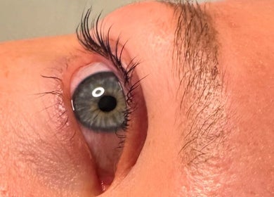 Close-up of styled lashes at Polished Nails & Beauty, Worcester, England, GB.