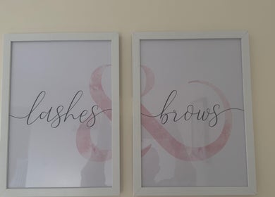 Lashes and brows poster at Polished Nails & Beauty, Worcester, GB, highlighting beauty services.