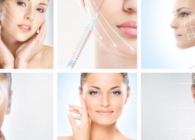 Collage of facial treatments at Bamber Aesthetic Solutions in Slyne, England, GB highlighting various procedures.