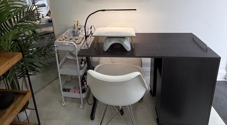 Modern nail station at Beaumeibeauty in Broxbourne, England, GB, featuring sleek design and organized setup.