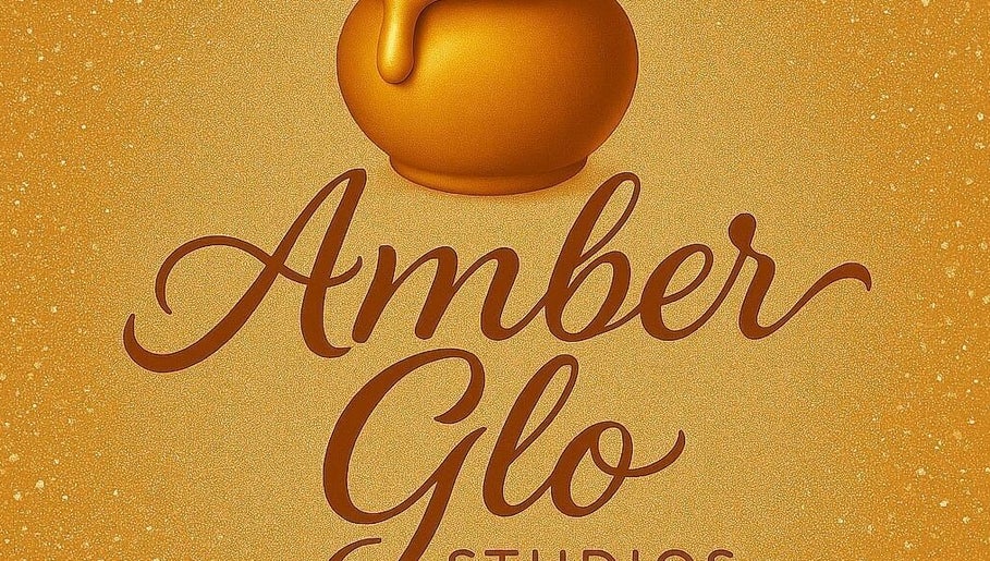 AmberGlo Studio logo in rich gold with elegant script, Mount Gilboa, Saint Lucy, BB.