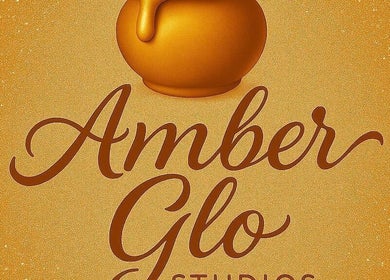 AmberGlo Studio logo in rich gold with elegant script, Mount Gilboa, Saint Lucy, BB.