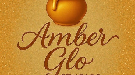 AmberGlo Studio logo in elegant script on a gold background in Mount Gilboa, Saint Lucy, BB.