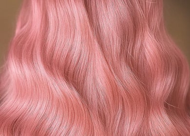 Pink hair waves styled at Studio B – Bruce Johnstone Hairdressing, Dundee, Scotland, GB.