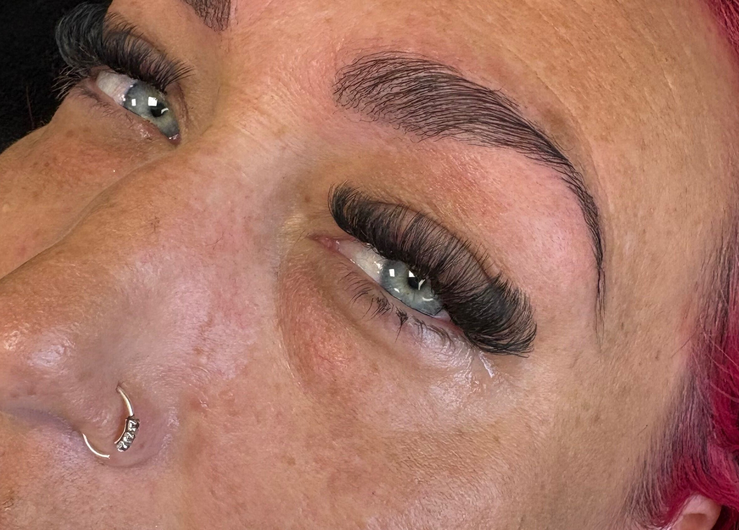 Close-up of lush eyelash extensions by Lashesbyjazminexo in Parkgate, England, GB highlighting expert beauty work.