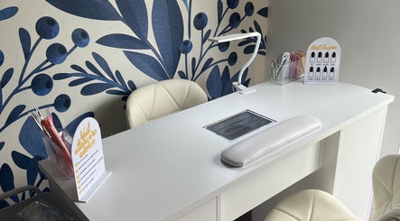 Modern nail station at Nails by LB, Clay Cross, England, GB showcasing a stylish and inviting aesthetic.