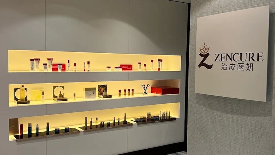 Zencure beauty product display with sleek shelves at Richmond, British Columbia, CA.
