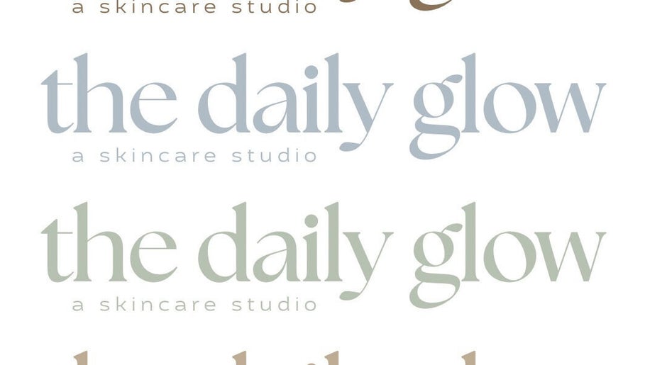 The Daily Glow LLC logo design variations in Tuscaloosa, Alabama, US, featuring soft, elegant typography.