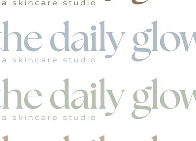 The Daily Glow LLC logo design variations in Tuscaloosa, Alabama, US, featuring soft, elegant typography.