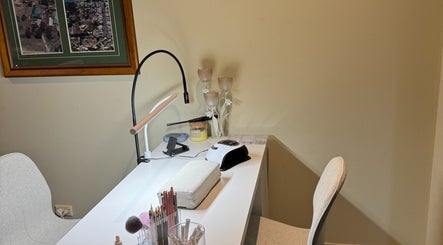 Cozy nail workstation at Nailz by Amy, Sorrento, Victoria, AU, featuring tools and decor.