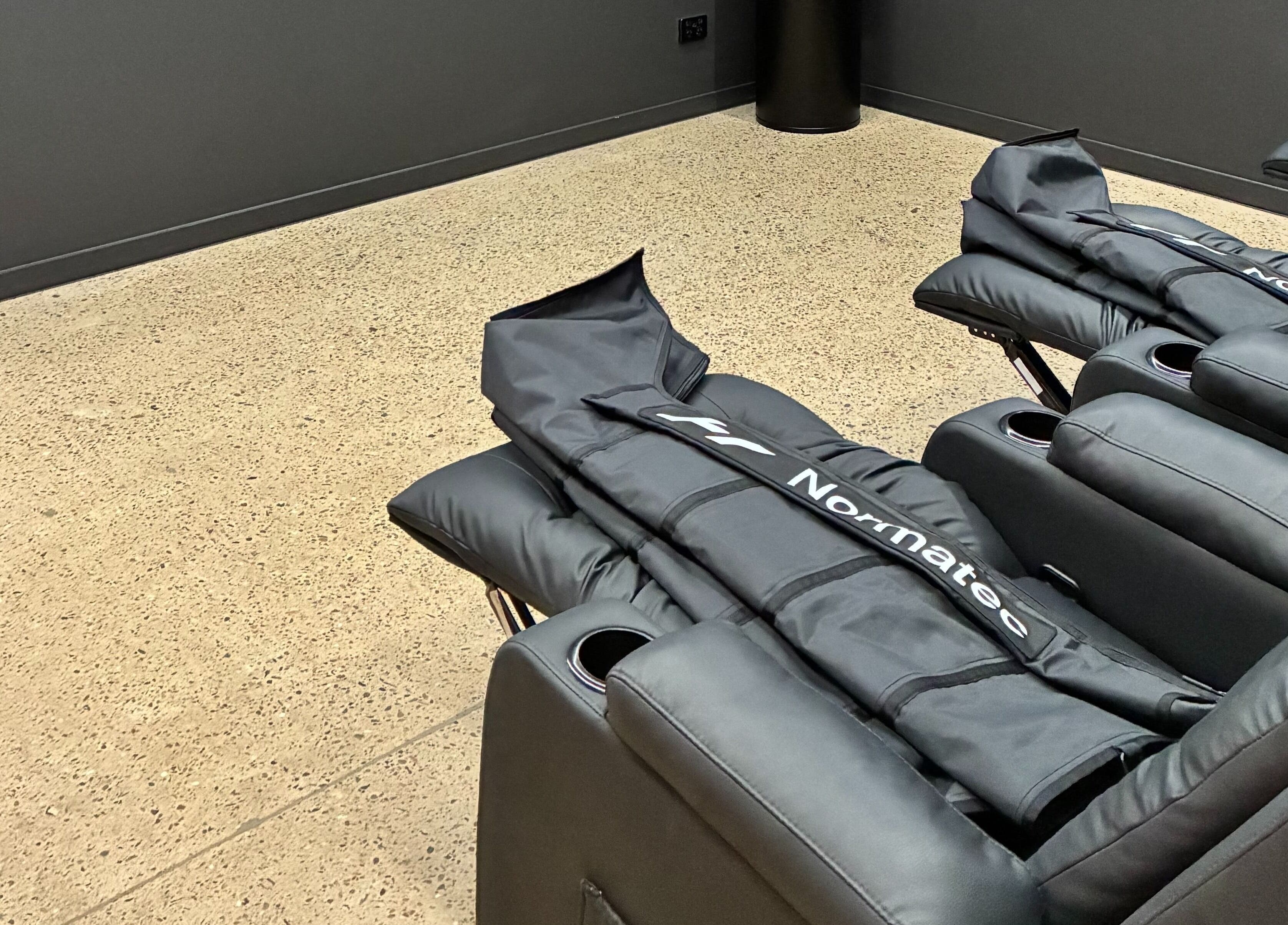 Relaxing lounge chairs at Recovery Hive, Coolum Beach, Queensland, AU for ultimate wellness experience.