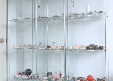 Elegant crystal display at Lash Envy Boutique, Lake Haven, New South Wales, AU showcases diverse stones.