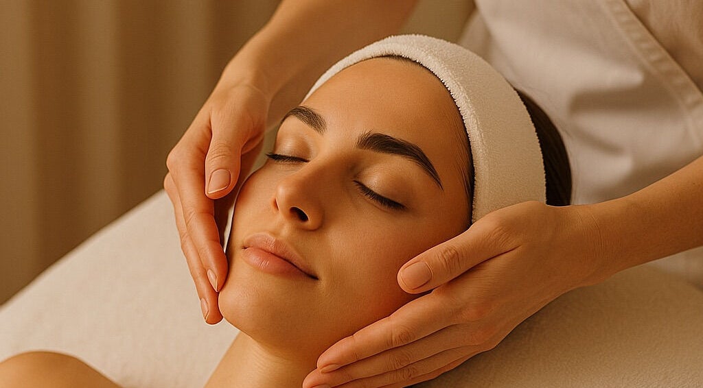 Relaxing facial massage at Beauty by Lynz in Kilsyth, Scotland, GB, promoting relaxation and rejuvenation.