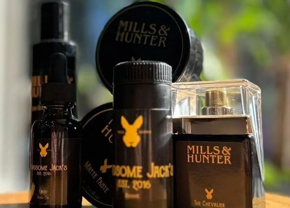 Handsome Jacks Finnieston's sleek grooming products on display, Glasgow, Scotland, GB.