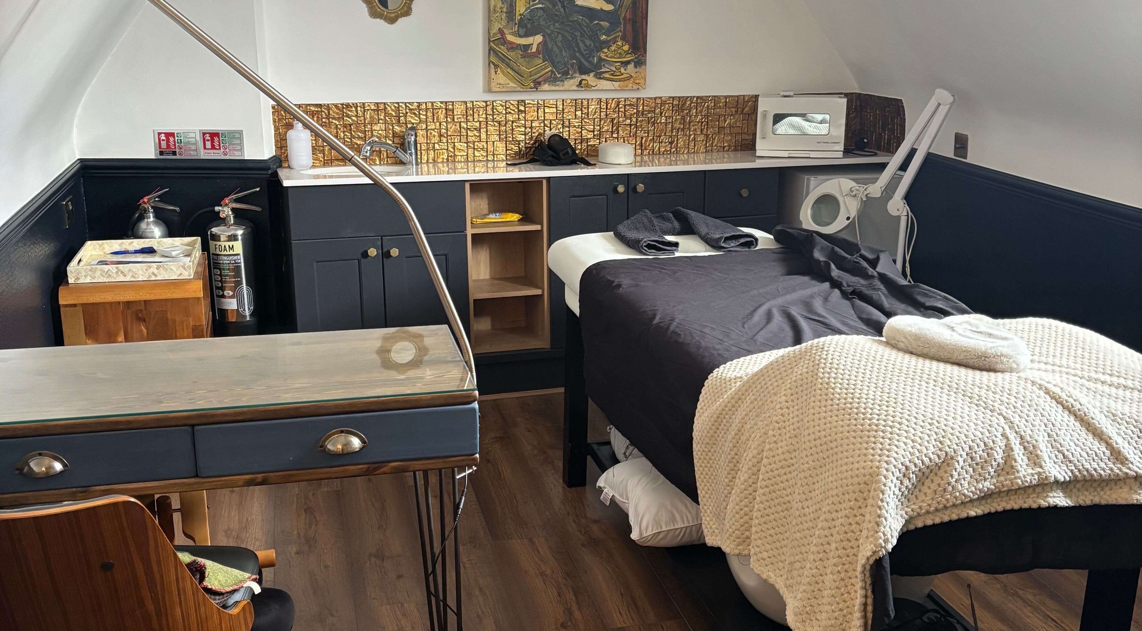 Cozy massage room at Hollie Amato Massage Therapy, Reed Hair High Street Maldon - Thursday only, Maldon, England, GB.