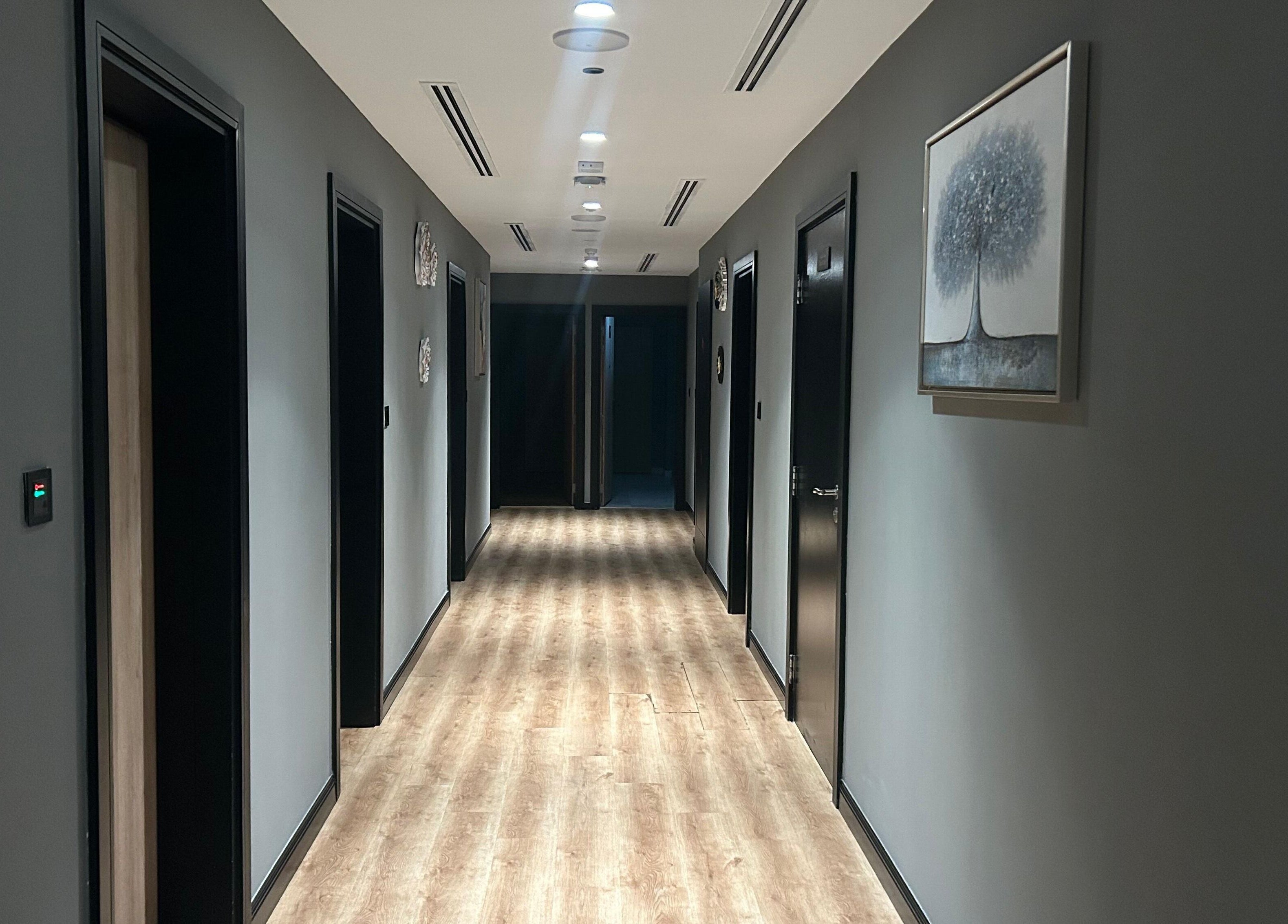 Elegant hallway at Euphoria Massage Spa in Dubai, Dubai, AE, featuring modern decor and calming ambiance.