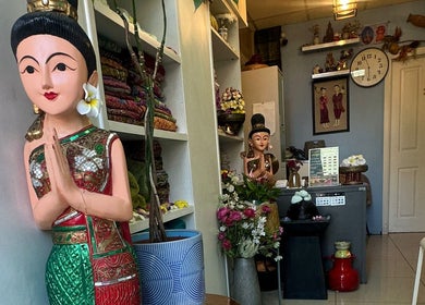 Elegant Thai decor welcomes guests at Karaket Thai Massage, London, England, GB, offering serene wellness experiences.