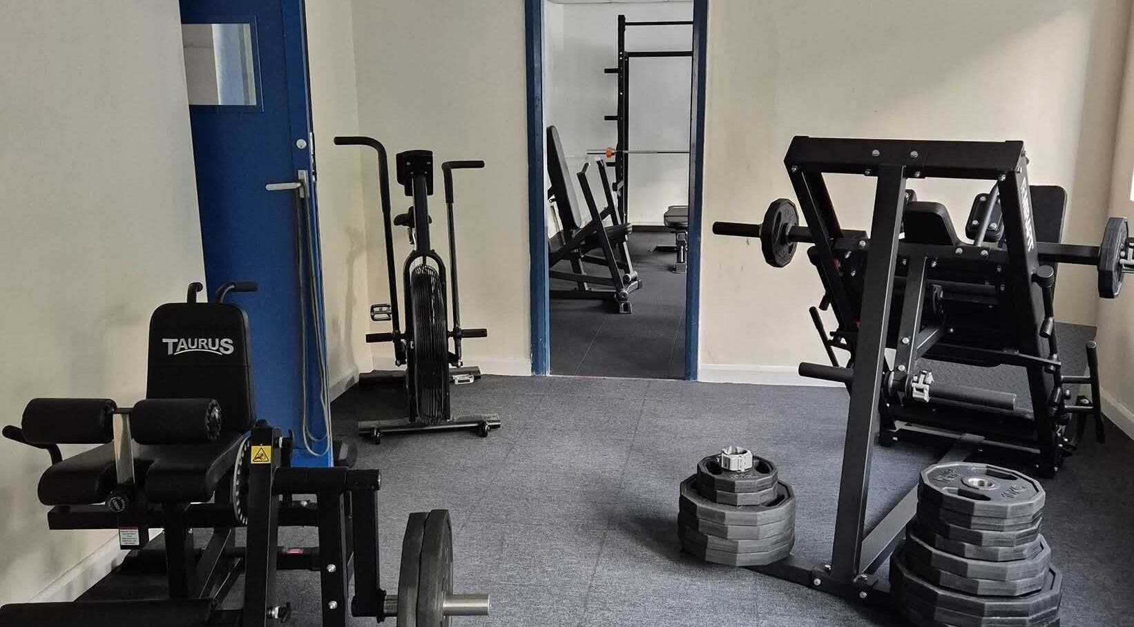 Modern gym equipment at DC Fitness Gym, Douglas, IM, showcasing strength training facilities.