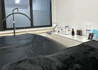 Waxing room at Divine Waxing, Capelle Aan Den Ijssel, Zuid-holland, NL with equipment and treatment bed.