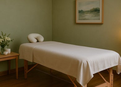 Tranquil massage room at Mei Mei London in Ilford, England, GB with elegant decor and soothing ambiance.